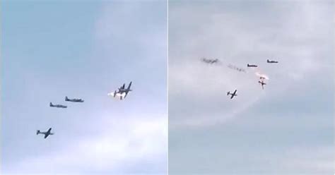 Video: The horrifying moment two military planes collided in mid-air in ...