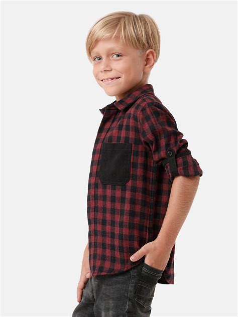 Boys Flannel Checked Shirt with Contrast Pocket