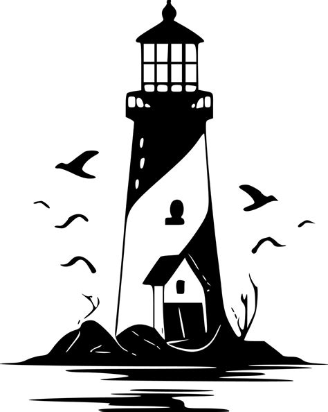 Lighthouse, Black and White Vector illustration 23614198 Vector Art at ...