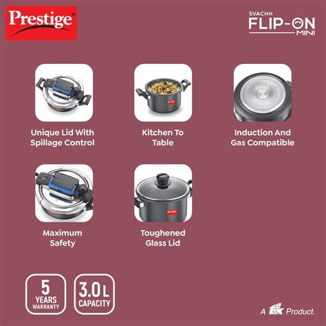 Prestige Svachh FLIP-ON Mini Hard Anodised Pressure Cooker with Glass ...