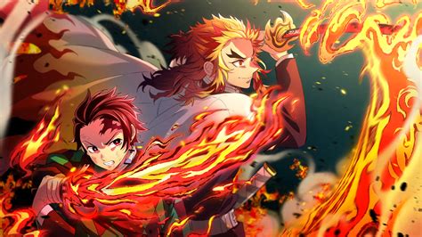 Demon Slayer 4K: Hinokami Kagura with Tanjiro & Rengoku's Fiery Blaze