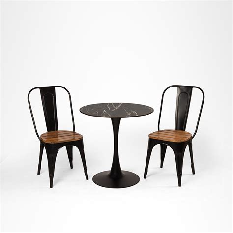 Tulip Metal Table with Tolix Chairs with Arms — Home Canvas