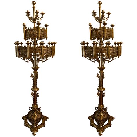 Pair of Large Floor Standing Brass Candelabras, circa 1860 at 1stDibs ...