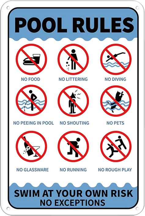 Pool Signs For Outside Funny Pool Rules Swim At Your Own Risk Grilling ...
