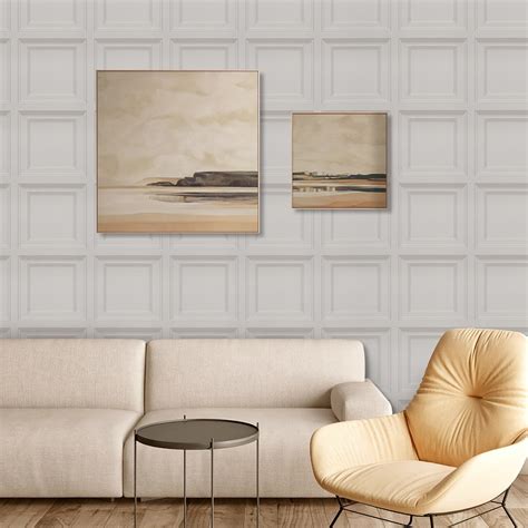Trafagala 3d Effect Beige Grey Panel Wallpaper Wood Panelling Wallpaper ...