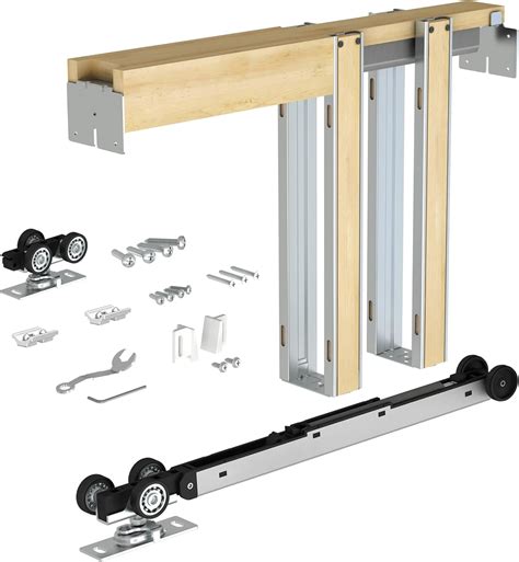 JUBEST 32"x80" Pocket Door Frame Kit with 88LBS Two-Way Soft-Close ...