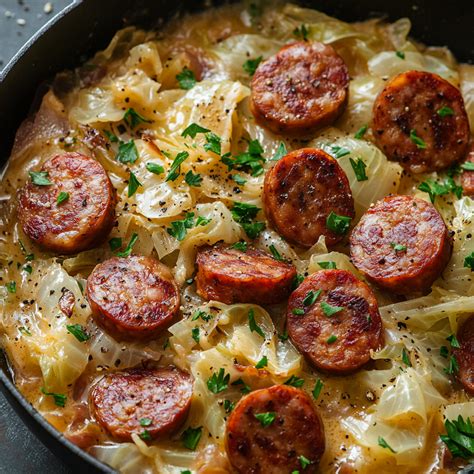 Keto Cajun Sausage & Cabbage Alfredo - Tasty Chow
