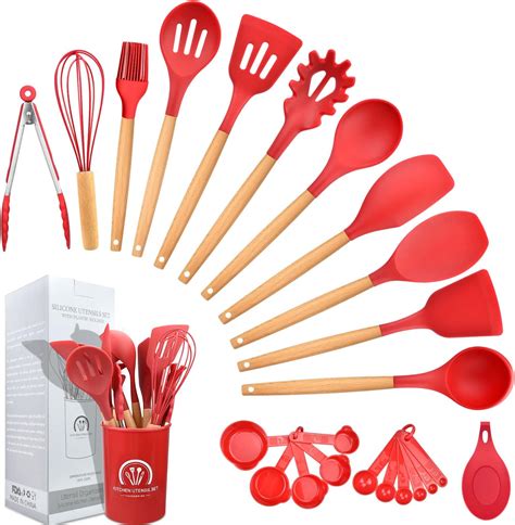 AIKKIL, juego de utensilios de cocina de silicona, 24 piezas de ...