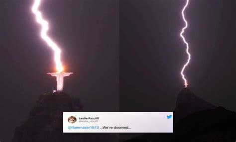 Lightning Strikes 'Christ The Redeemer Statue In Brazil; Netizens Say ...