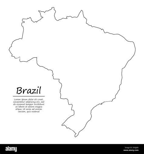 Simple outline map of Brazil, vector silhouette in sketch line style Stock Vector Image & Art ...