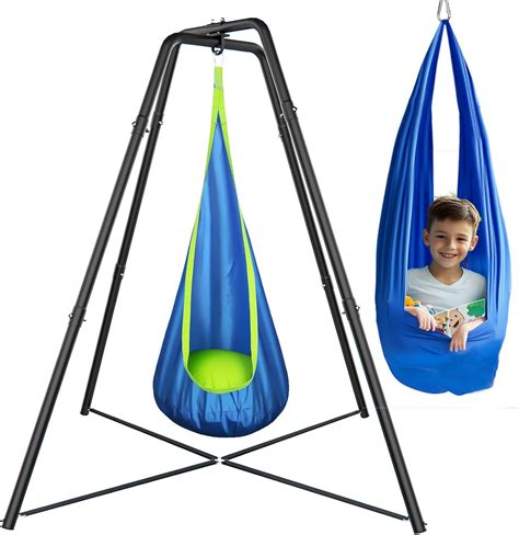 Amazon.com: Hanging Swing Stand With Sensory Pod, X-Shaped Metal Frame ...