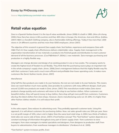 Retail value equation - PHDessay.com