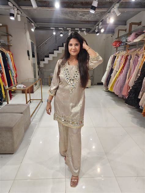 Champagne embellished co-ord set – MODERNSAHIBA