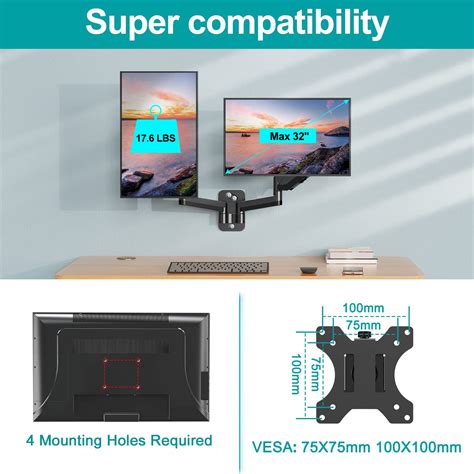 Wall Mount Monitor Stand 3 3 Pcs Stainless Steel Security Wall Mount ...