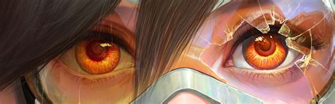 Download wallpaper eyes, girl, glasses, art, tracer, overwatch, Lena ...