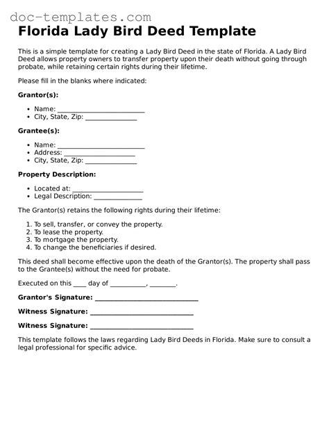 Free Florida Lady Bird Deed Forms - Printable Template