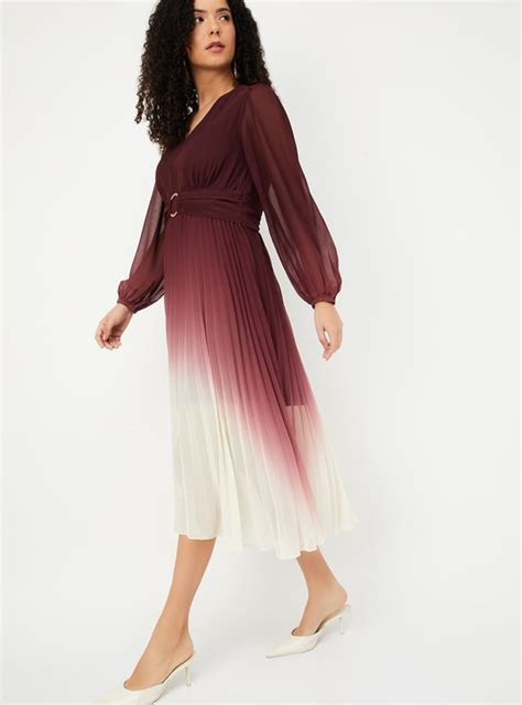 Buy Women Ombre Pleated Midi Dress Online at just Rs. 1399.0 ...
