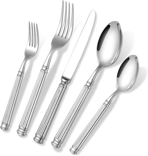 Amazon.com | 20-piece Forged Silverware Set for 4, Prendcyx 18-10 ...