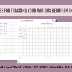 Buy Monthly Habit Tracker Printable, Digital Download, A4, A5, Us ...