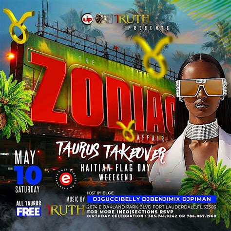 ZODIAC Affair - May 10- TAURUS FREE All Night, Truth Lounge, Fort ...