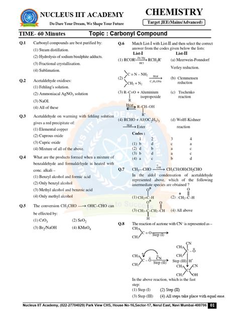 Carbonyl Compounds Notes 的图像结果
