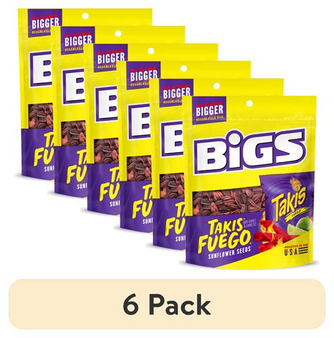 (6 pack) Bigs Takis Fuego Sunflower Seeds, Hot Chili Lime Flavor, Low ...