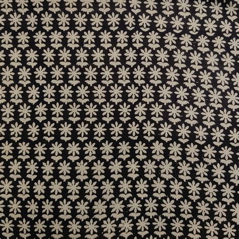 Pure Cotton Bagru Black With Tiny Flowers Hand Block Print Fabric ...