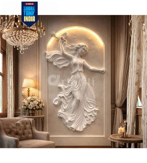 8X4 Feet Modern European Lady 3D Relief Mural / LED Iight Installed