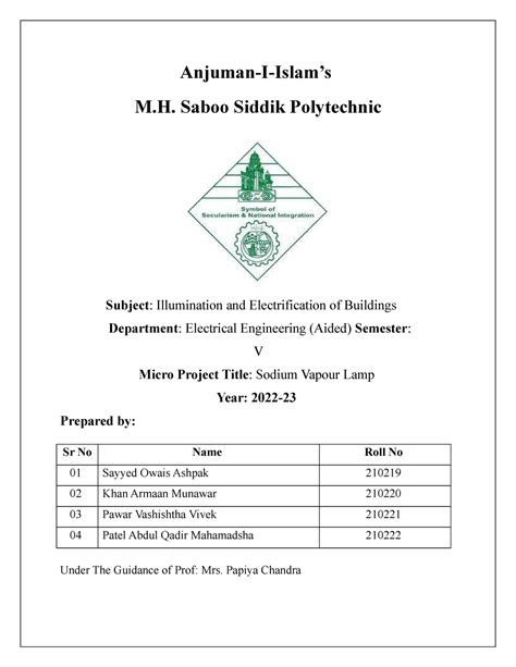 IEB Report - Anjuman-I-Islam’s M. Saboo Siddik Polytechnic Subject ...