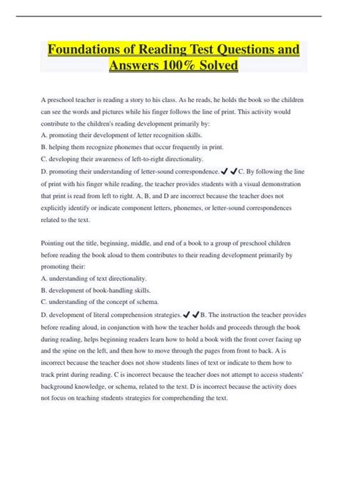 Foundations of Reading Test Questions and Answers 100% Solved ...