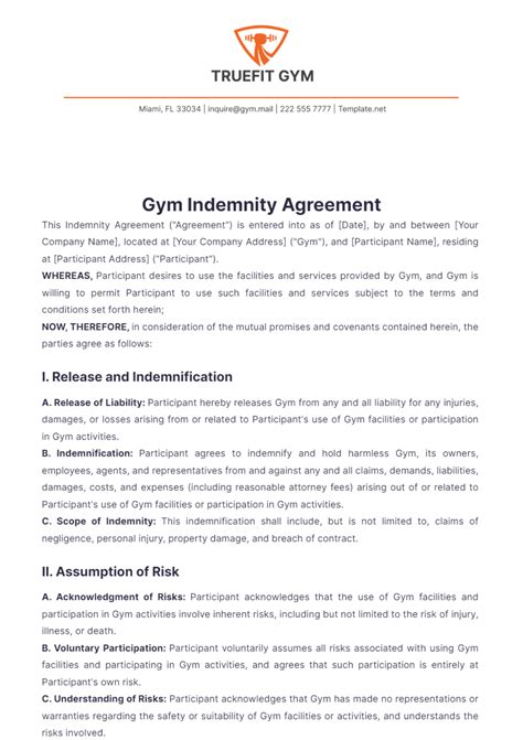 Free Indemnity Agreement Templates, Editable and Printable