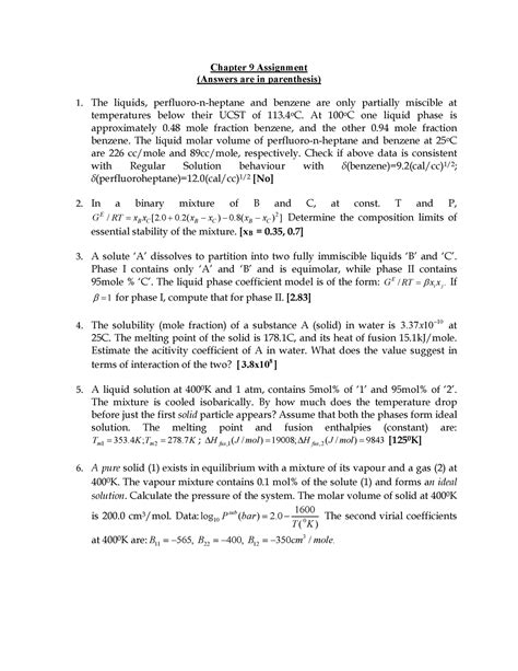Ch-9 Assignment - problems in thermodynamics - Chapter 9 Assignment ...