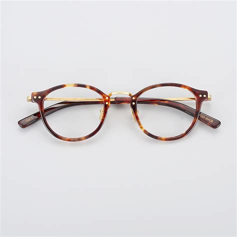 OULE 超轻复古高端纯钛近视眼镜 男女同款韩版文艺眼镜框 黑配金_眼镜框_OULE眼镜网