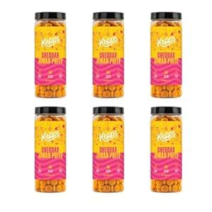 KEPPS Cheddar Jowar Puffs (Pack of 6) Snack, Gluten Free, Rich in Fiber ...