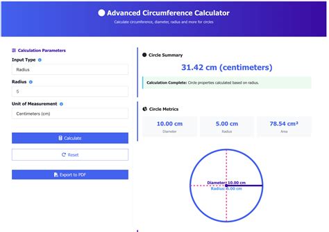 Circumference Calculator - Find Radius, Diameter & Area Instantly
