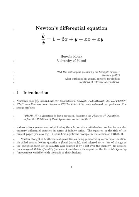 Newton’sdifferentialequation - 1 Newton’s differential equation y ̇ x ̇ ...