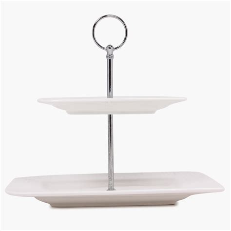 Buy Marshmallow Porcelain 2-Tier Cake Stand from Home Centre at just ...