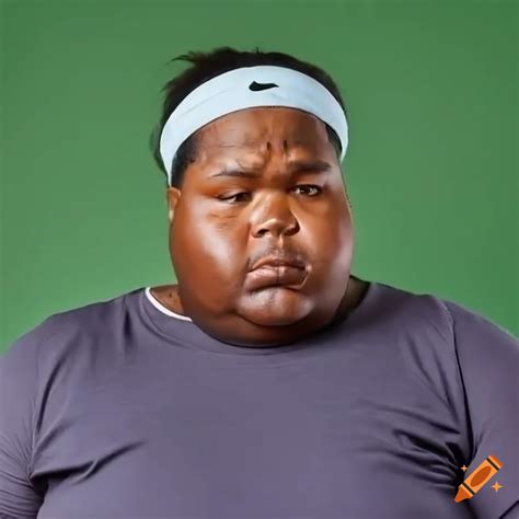 Fat black man wearing roland garros tennis headband; serious; isolated ...