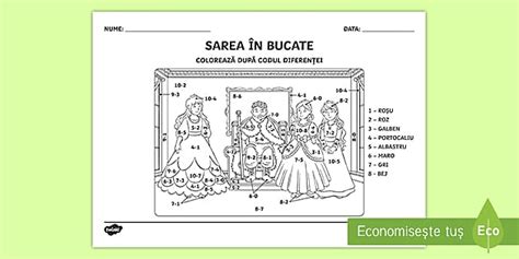 Sarea în bucate - Colorează după codul diferenței