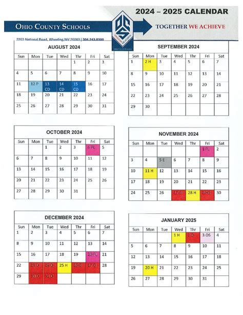 Printable Ohio County Schools Calendar 2025 | Academic Schedule