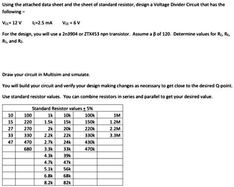 SOLVED: Texts: Using the attached data sheet and the sheet of standard resistors, design a ...
