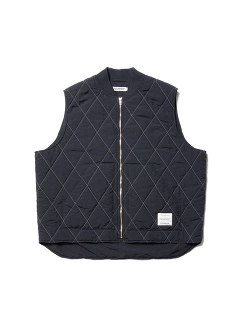 Nylon Quilting Work Vest - Black × White - | HANGOUT