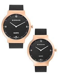 Giordano Analog Stylish Pair Wrist Watch for Couples Water Resistant ...