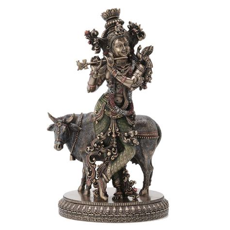 Buy SrI Krishna CULTURE Polyresin Krishna Playing Flute Idols With ...