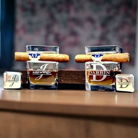 Custom Whiskey Glass With Cigar Holder. These Engraved Rocks Glasses ...