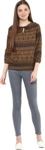MAYRA Casual Chevron/Zig Zag Women Brown Top - Buy MAYRA Casual Chevron ...