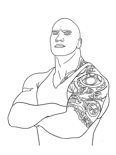 Wwe Coloring Pages The Rock
