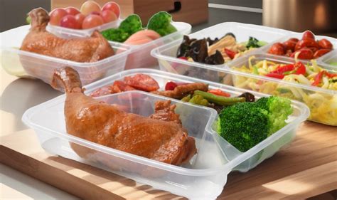 Double-layer Round Disposable Plastic Food Packing Containers Takeaway ...