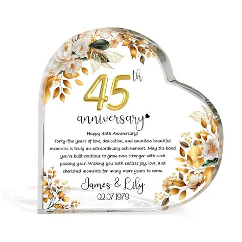 Amazon.com: Personalized 45th Wedding Anniversary Heart Acrylic Plaque ...