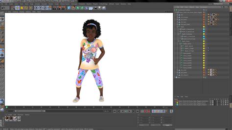 3D Black Child Girl Home Style Rigged for Cinema 4D model | 3D Molier ...